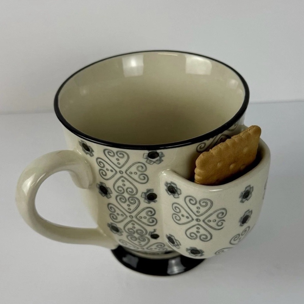 Creative Co-Op Ceramic Mug with Cookie Pocket | Coffee Tea Gift